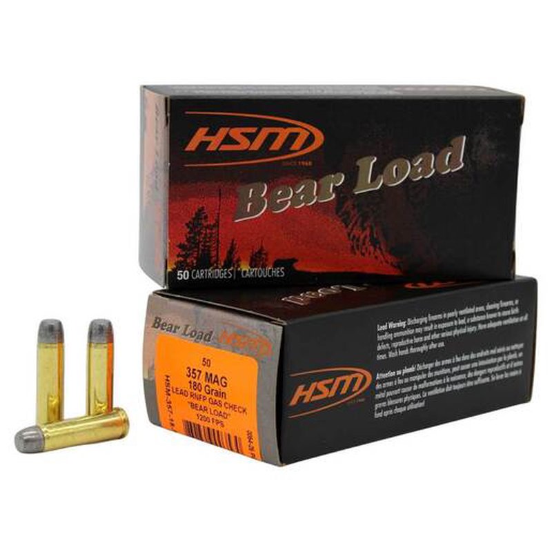 HSM Bear Load .357 Magnum 180gr RNFP Handgun Ammo (50 Rounds)