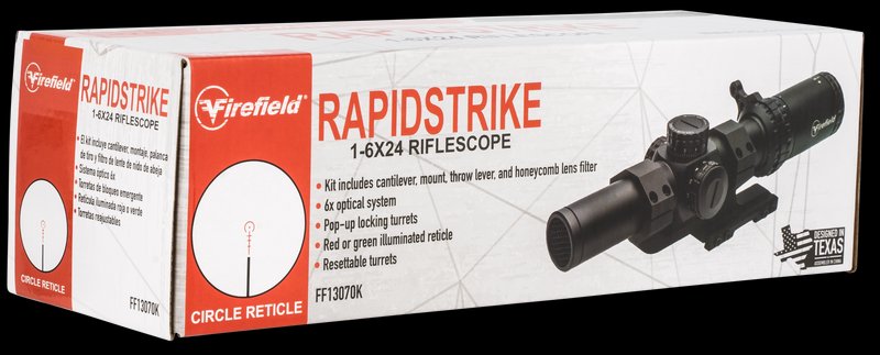 Firefield RapidStrike Rifle Scope 1-6x 24mm Illuminated Circle Dot Reticle Matte Black
