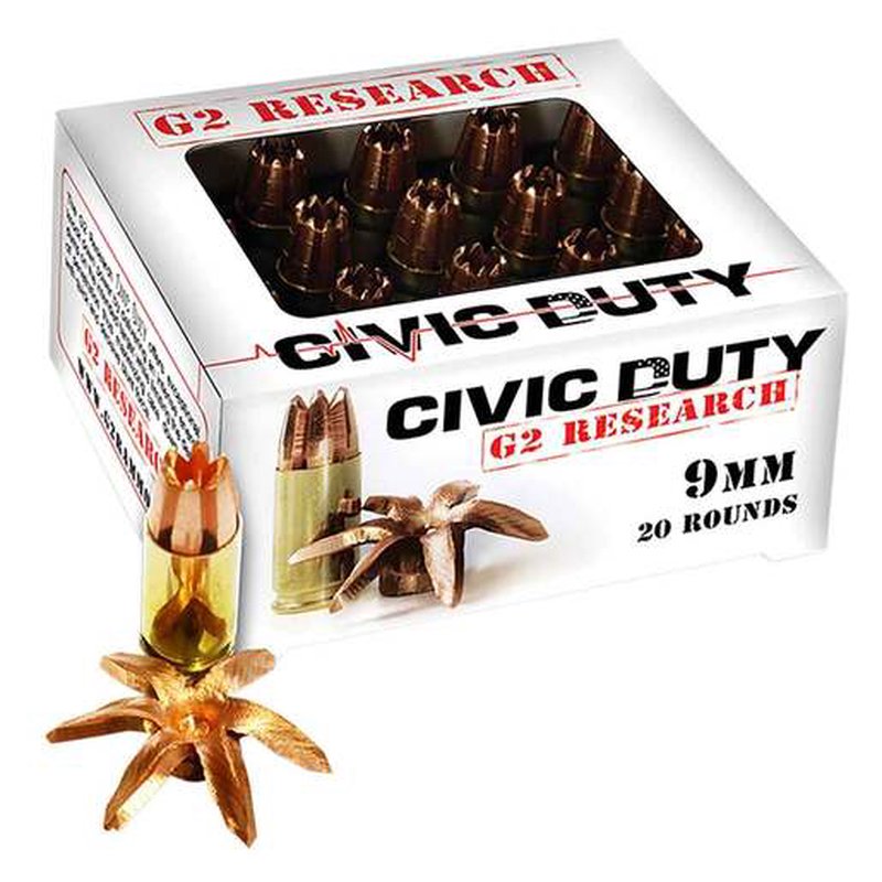 G2 Research Civic Duty 9mm Luger 100 Grain CEP Ammo (20 Rounds)