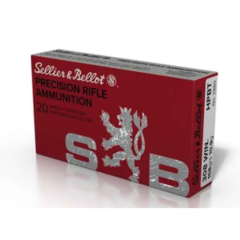 Sellier & Bellot SB308G Rifle Ammunition 308 Win 168gr Boat Tail Hollow Point