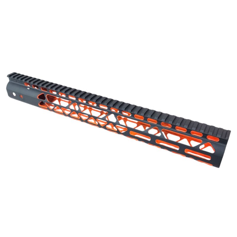HIPP Customs Lite Weight Hand Guard 15in AR-15 Black/Orange 15in