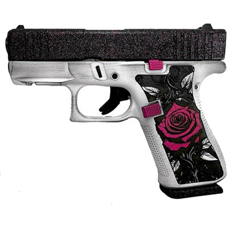Glock 43X 9mm Custom Semi-Auto Handgun w/Front Rails (Tango Rose Glitter, 3.41" BBL)