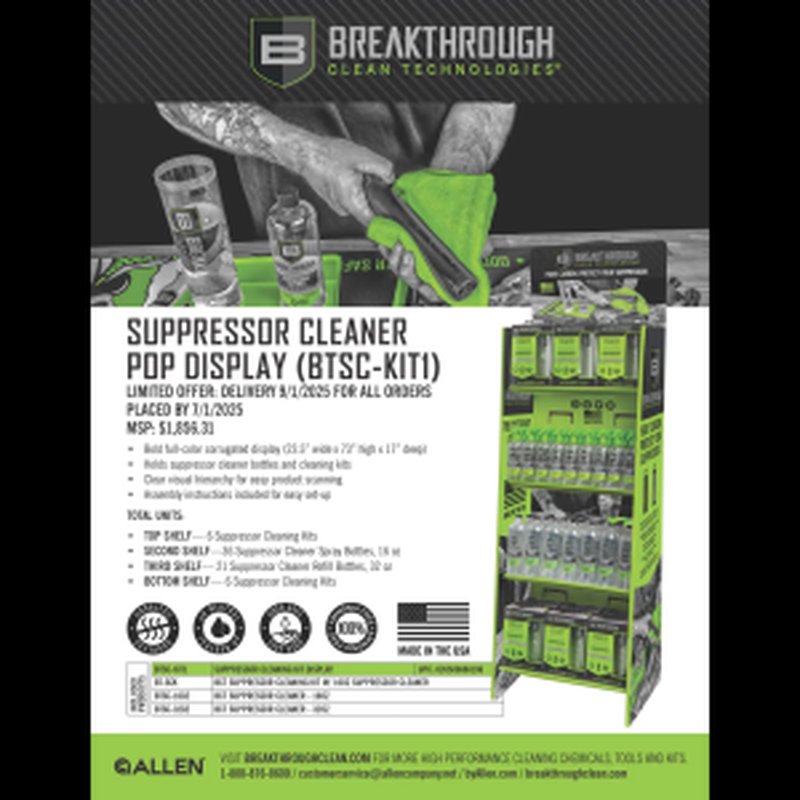 Allen BTSC-KIT1 suppressor cleaning kit display (UPC 026509088196)