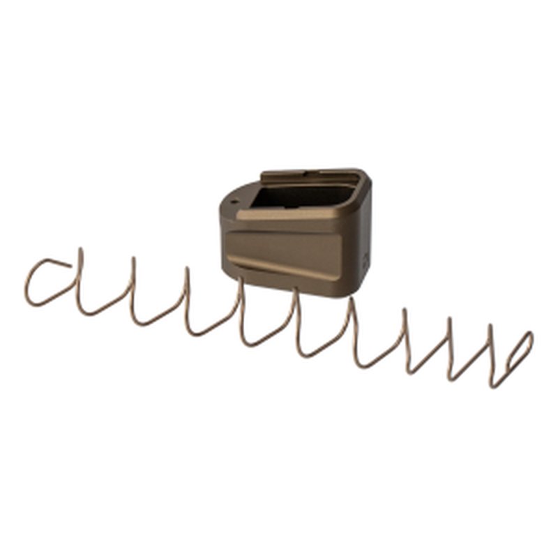 Strike Industries Glock G19 Extended Mag Plate 9mm Flat Dark Earth (FDE) Aluminum