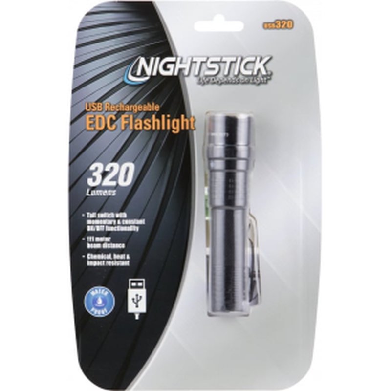 Nightstick USB320 USB-320 Tactical Black Anodized Hardcoat Aluminum White Cree LED 320 Lumens 111 Meters Range
