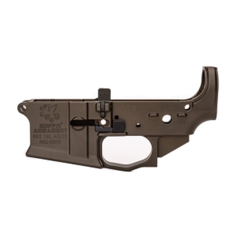 Griffin Armament MK2 Ambi Stripped AR-15 Lower Receiver - Ambidextrous Controls - Flared Magwell - Terra Brown - MK2ALFDE