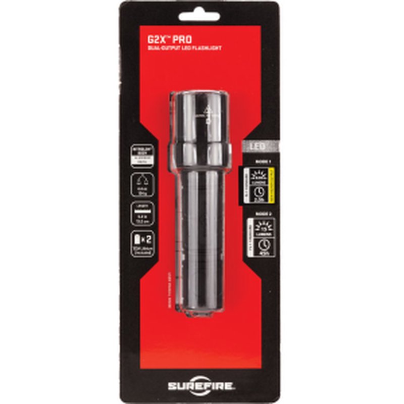 Surefire G2XDBK G2X Pro 6V 15/320 Lumens LED Black Polymer