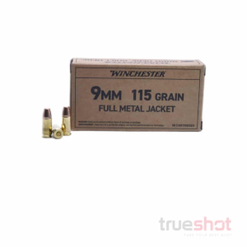 Winchester Service Grade 9mm 115 Grain FMJ Ammunition