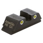 AmeriGlo Classic Yellow Tritium 2-Dot rear sight w/white outlines for Glock