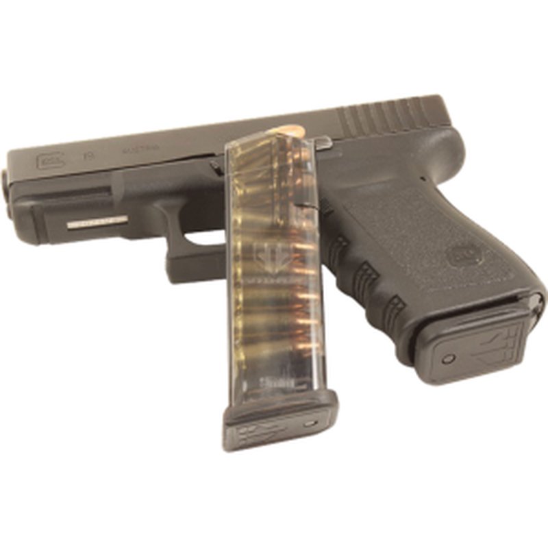 ETS Group GLK-19 Glock Compatible 9mm 15rd Clear Polymer Mag (G19/G26)