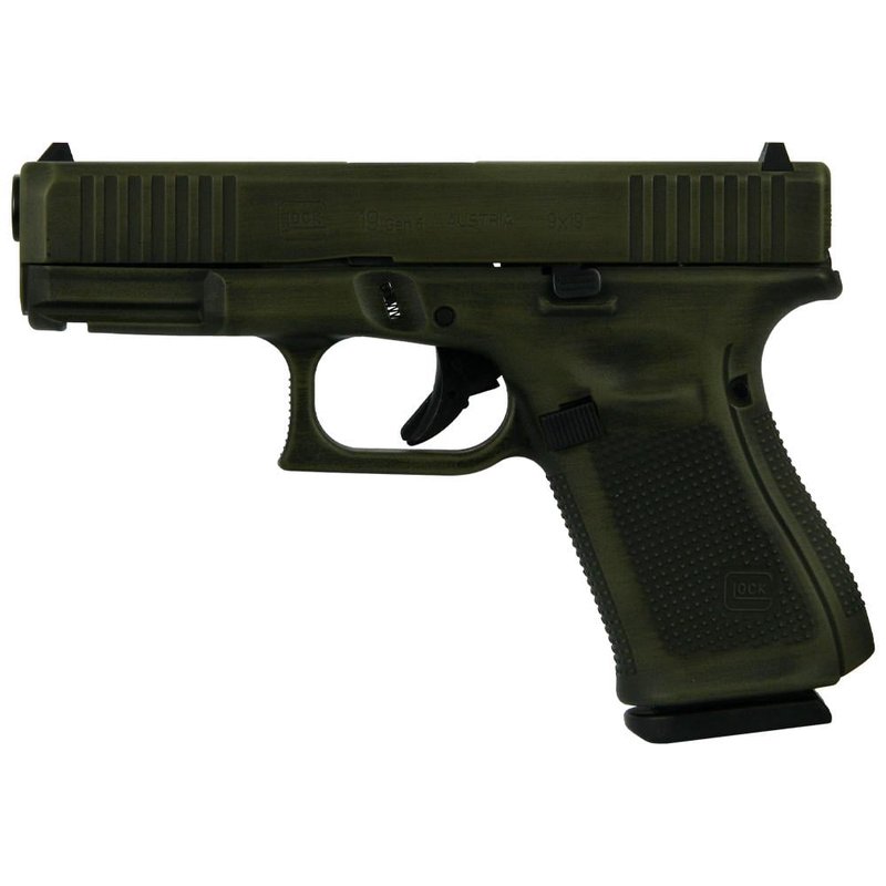 Glock G19 Gen 5 9mm 4.02" Barrel, Distress Bazooka Green