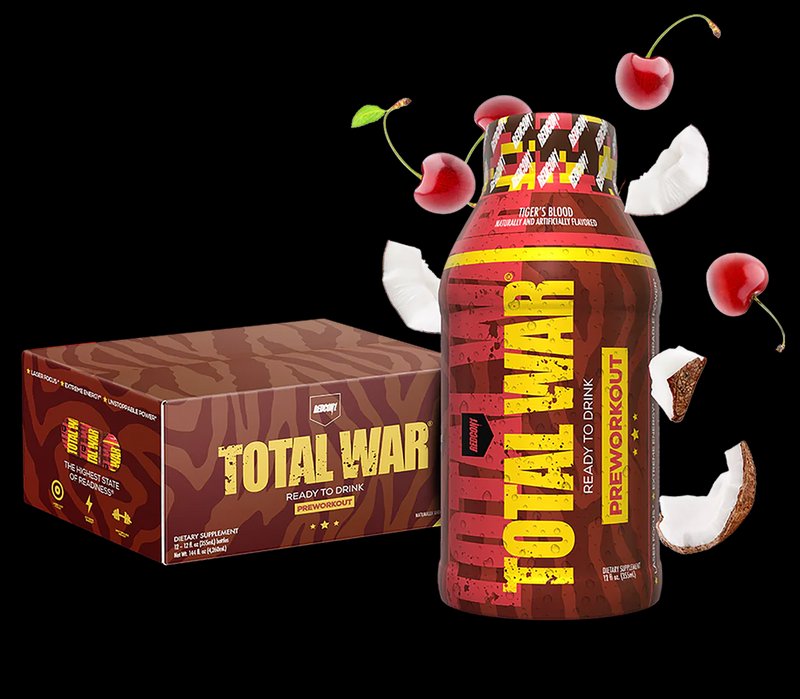 REDCON1 Total War Ready-To-Drink Pre-Workout Tiger's Blood 12-Pack RC1TWRTDTB12