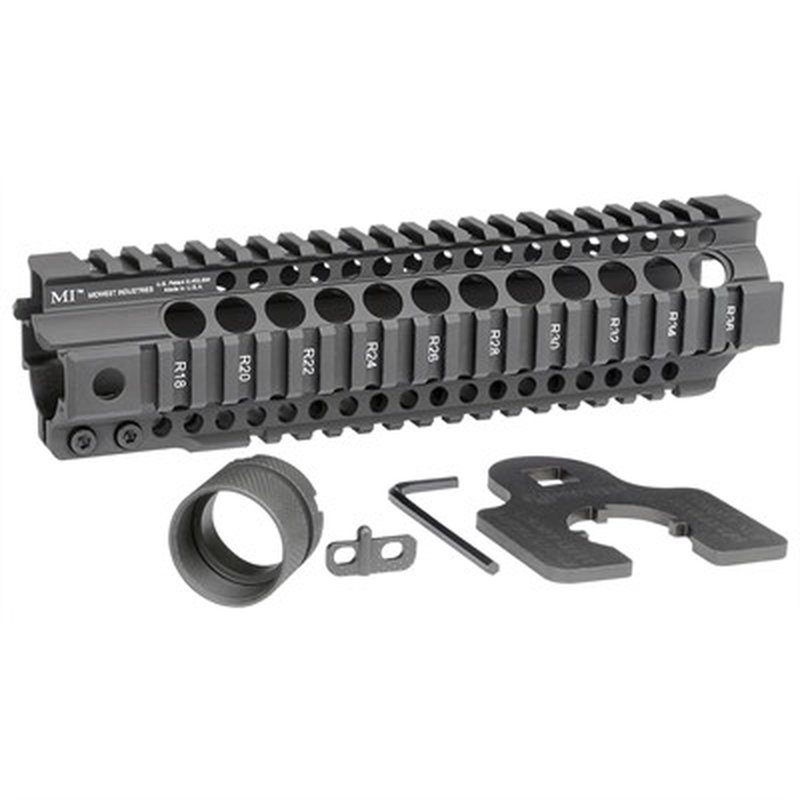 Midwest Industries 9.25" Quad Rail Combat T-Series Free Float Handguard, Black Anodized - MI-CRT9.25