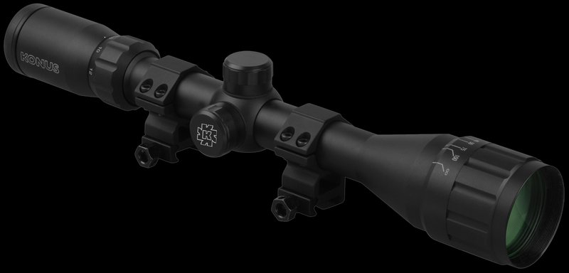Konus Fighter 4-12x40mm Rifle Scope AO Ballistic Reticle Rings Included