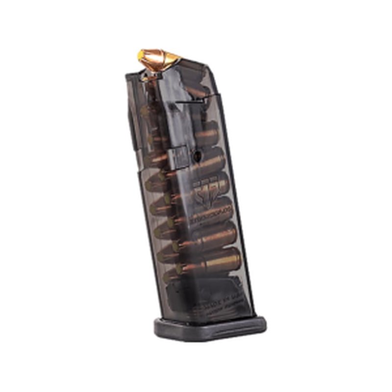 ETS 9mm Glock 19 26 49 15-Round Polymer Magazine, Carbon Smoke