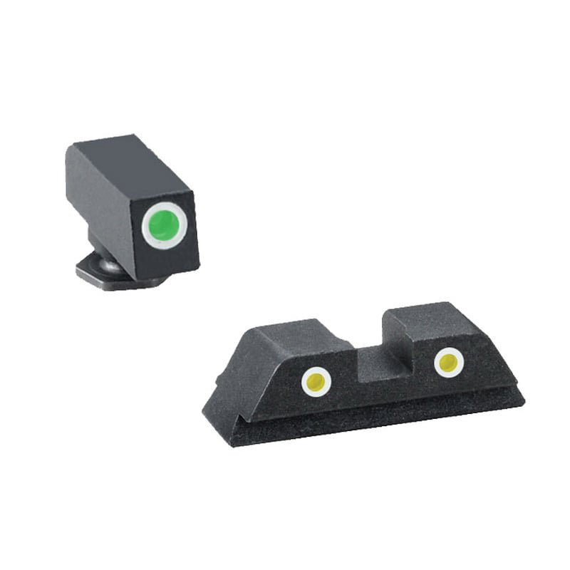 AmeriGlo Classic 3-Point Night Sights Set for Glock 17 Green/White Outline