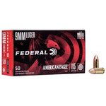 Federal American Eagle 9mm Luger 115gr FMJ Handgun Ammo, 50 Rounds