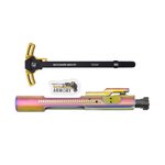 BHA Precision Complete M16 AR-15 5.56/300 Rainbow PVD Bolt Carrier Group With AR-15 WarHammer Mod2 Gold Large Lever Ambi Black Charging Handle
