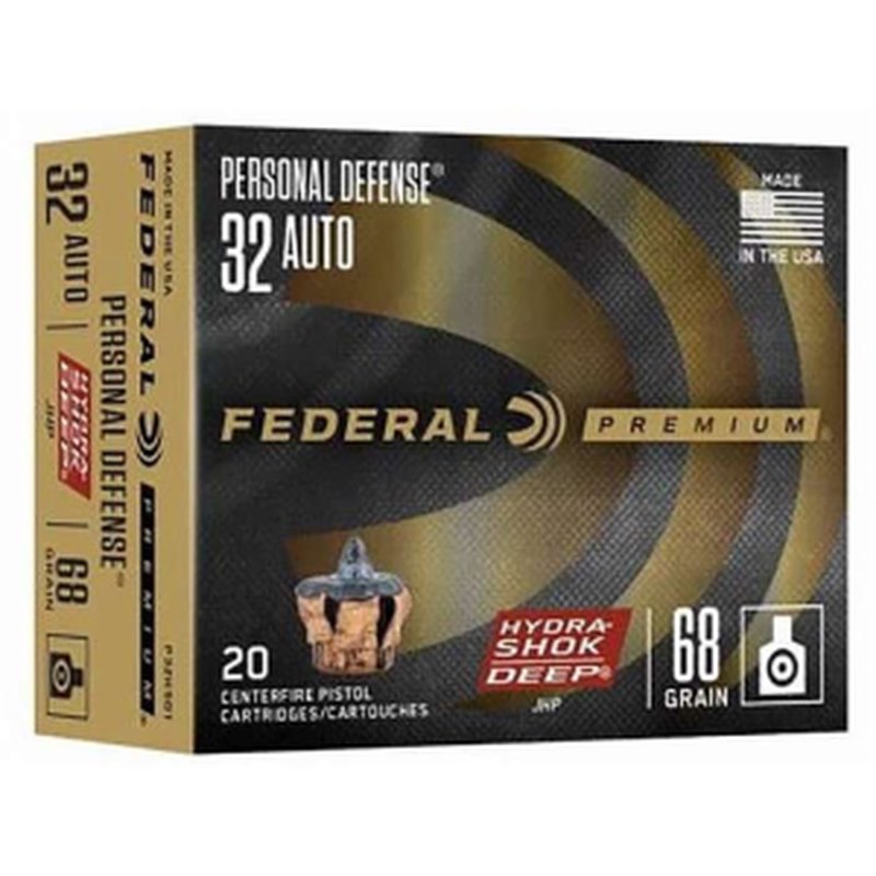 Federal Hydra-Shok Deep 32ACP 68GR JHP Ammunition