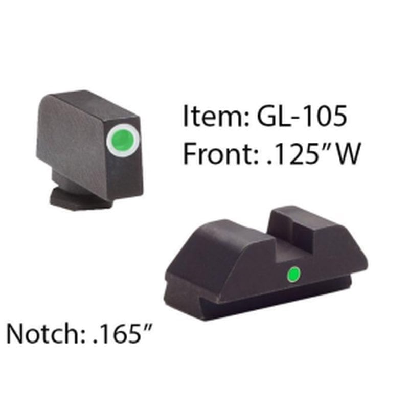 AmeriGlo i-Dot Tritium Night Sights Set for Glock 17 - Green Dot Front/Rear