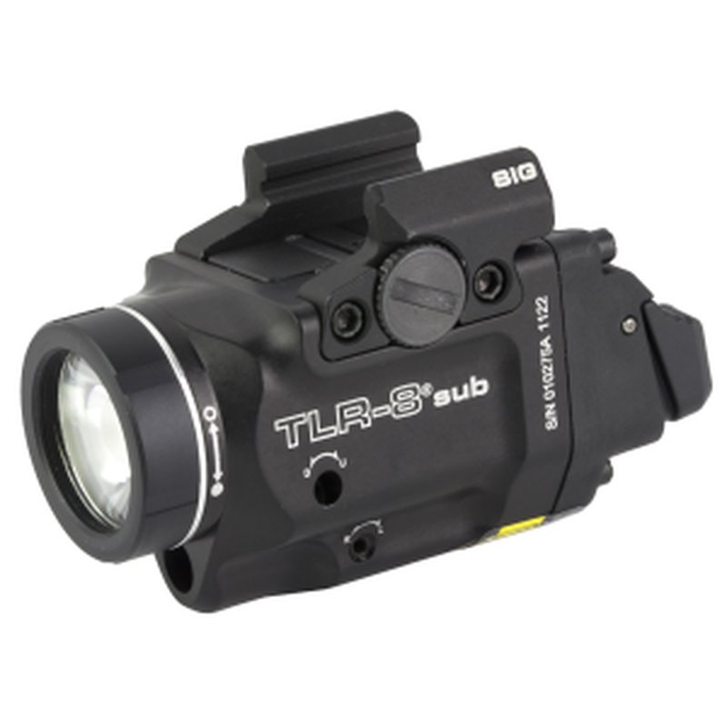 Streamlight 69417 TLR-8 Sub w/Laser Red Laser 500 Lumens, 640-660nM Wavelength, Black 141 Meters Beam Distance, Fits Sig P365/P365XL Handgun Rail Clamp Mount