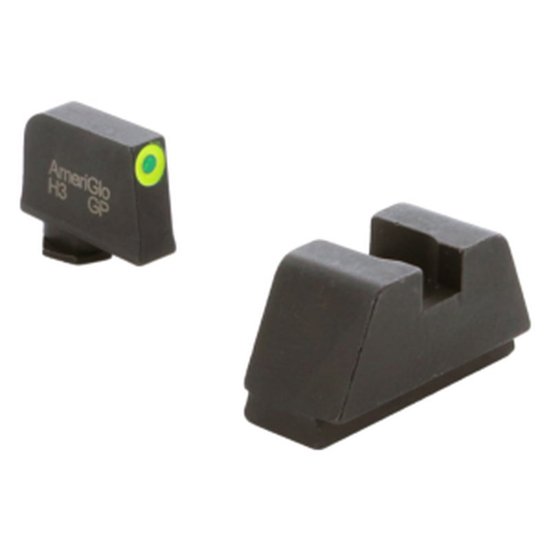AmeriGlo GL-611 Glock Optic Compatible XL Tall Suppressor-Height Front Rear Sight Set Green LumiGreen