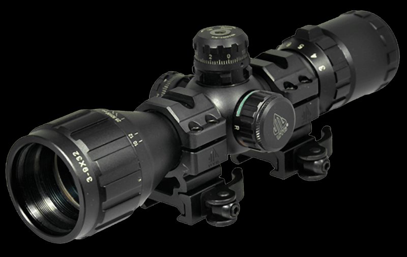 UTG BugBuster 3-9x32 Rifle Scope 1-Inch Tube Mil-Dot Red Green Black