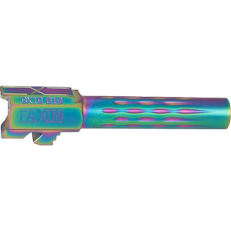 Faxon Match Series Glock 19 9mm Stainless Barrel 4.02" Flame Fluted Chameleon PVD 1:10