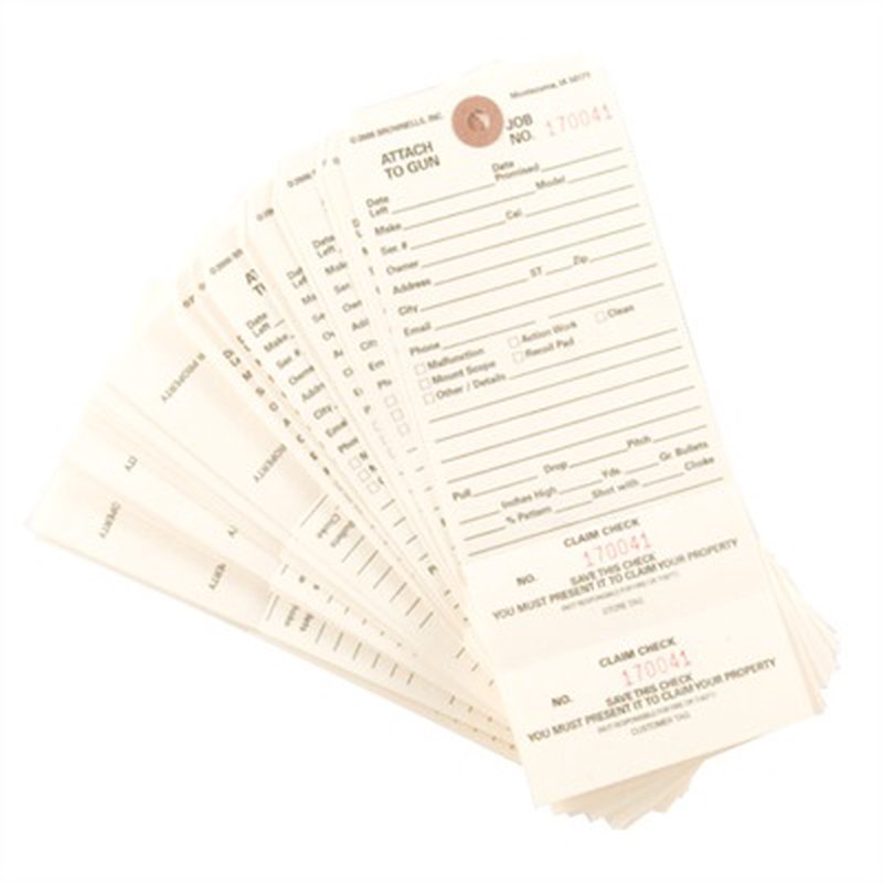 Brownells Double Stub Claim Checks 1000 Pack Shop Supplies