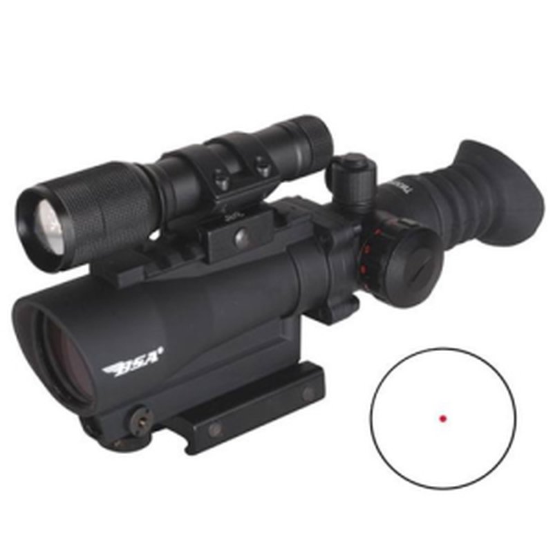 BSA 30MM Red Dot w/Laser/Flashlight Blk 1 x 30mm 5 MOA