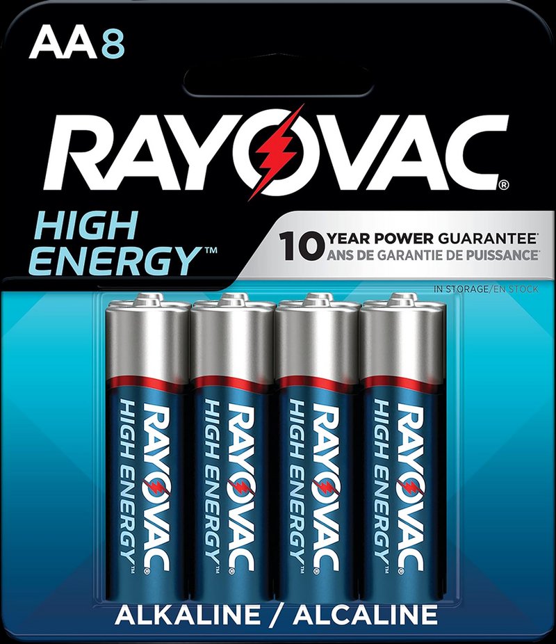 Rayovac AA High Energy Alkaline Battery 1.5V 2700mAh 8-Pack 8158T03