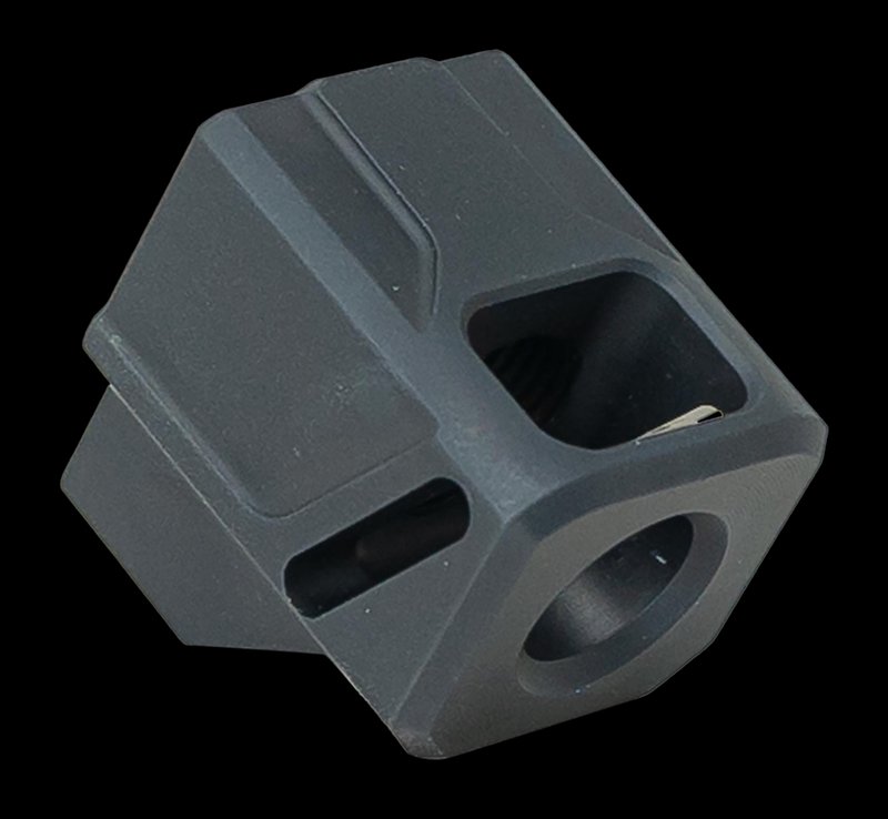 Faxon Firearms EXOS-514 9mm Pistol Compensator 1/2x28 Black Anodized Aluminum