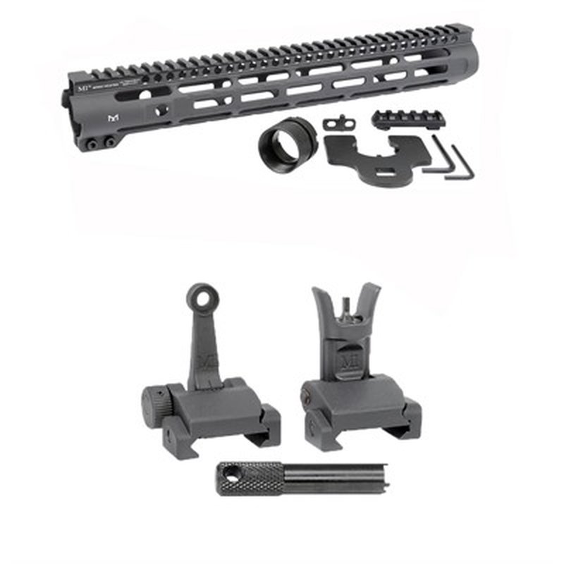 Midwest Industries AR-15 Slim Line Handguard w/ Flip-Up Combat Sights 14 in