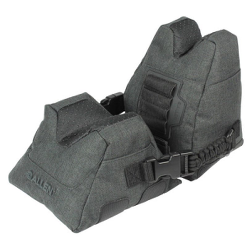 Allen 18417 Eliminator Shooting Rest Prefilled Front and Rear Bag made of Gray Polyester, weighs 4.50 lbs, 11.50" L x 7.50" H & Side Release Buckles