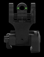 Troy Tritium BattleSights Rear Sight Folding Green Black Hardcoat Anodized AR-15