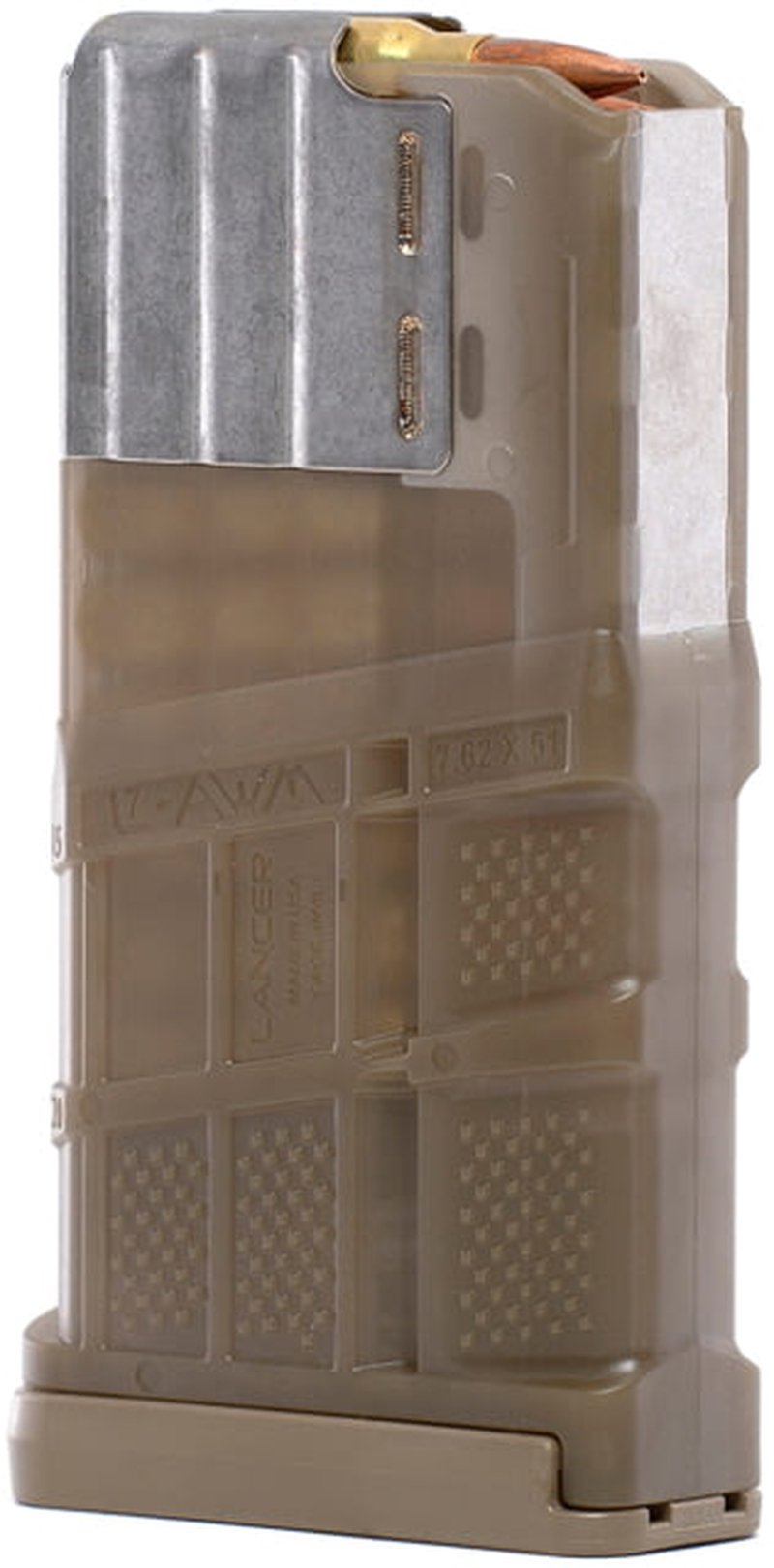 Lancer Systems L7AWM Gen 2 AR-10 .308 Winchester/6.5mm Creedmoor 20-Round Rifle Magazine Translucent Dark Earth