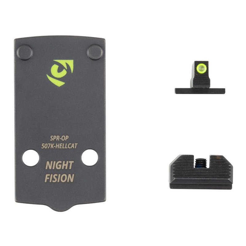 Night Fision Optic Plate and Backup Night Sight Combo for Springfield Hellcat Holosun 507K Footprint
