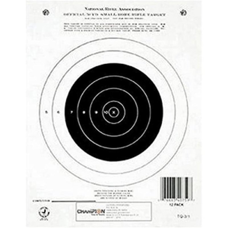 Champion NRA 50 Yard Single Bullseye Target 12 Count