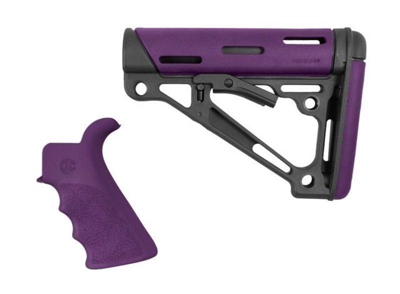 Hogue AR-15/M-16 Collapsible Buttstock Beavertail Grip Kit Purple Fits Commercial Buffer Tube
