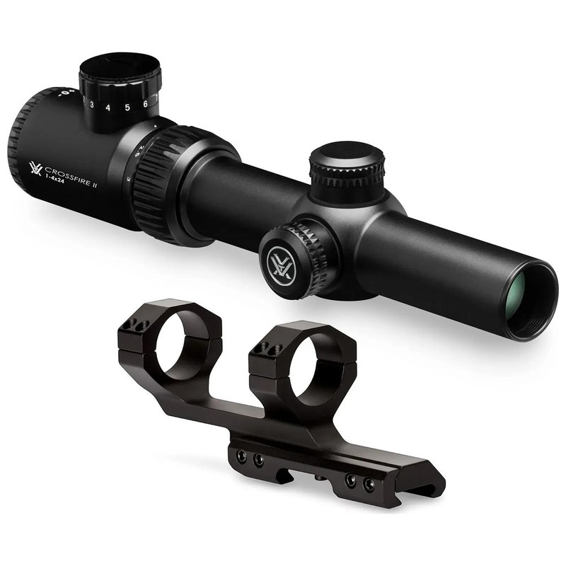 Vortex Crossfire II 1-4x24 Riflescope with V-Brite MOA Reticle and Cantilever Ring Mount
