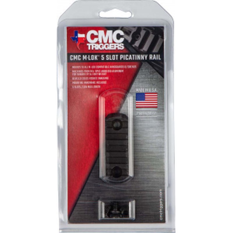 CMC Triggers 81722 Picatinny Rail 2.50" 0.40" Mount Height 5 Slot Matte Black M-LOK Aluminum