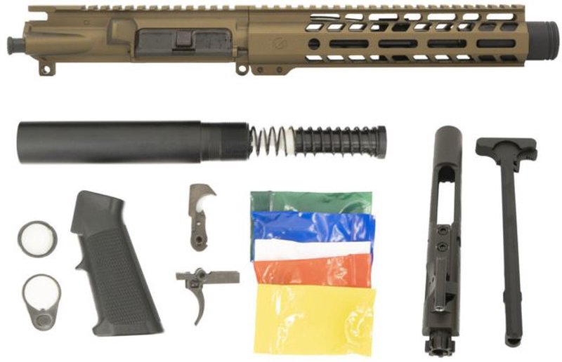 Ghost Firearms Upper Receiver, Pistol Lower Parts Kit, 5.56mm/.223, 10.5in Carbine, Moly Barrel, 1-7 Twist, 9in M-LOK Free Float Hand Guard, A2 Flash Hider