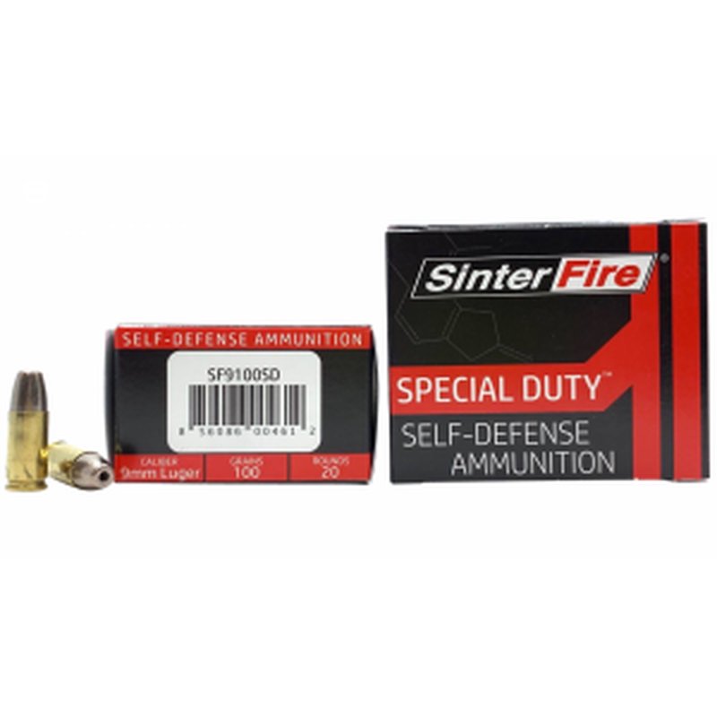 SinterFire SF9100SD Special Duty 9mm 100 Gr Lead Free Frangible Hollow Point 20rds