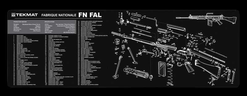 TekMat TEKR36FNFAL FN FAL gun cleaning mat 12x36in rubber parts diagram