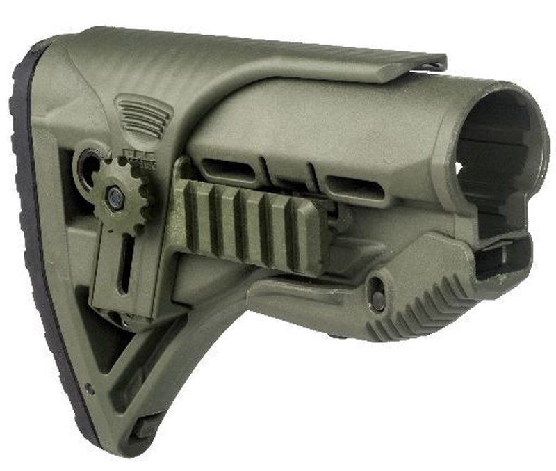FAB Defense GL-Shock with a GSPC Cheek Riser and GSPCP Picatinny Rail Adaptor