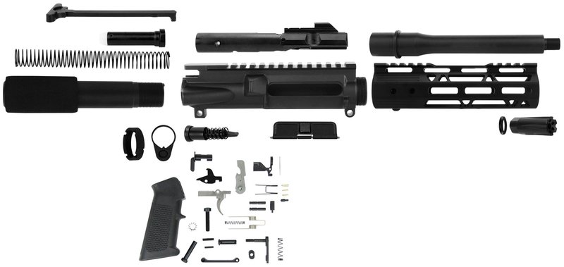Tacfire AR-9 Build Kit 9mm 7.5" Nitride Black Barrel with BCG & Complete Lower Parts