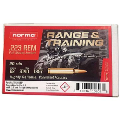 Norma 701205994 Rifle Ammunition 223 62gr FMJ 20/10