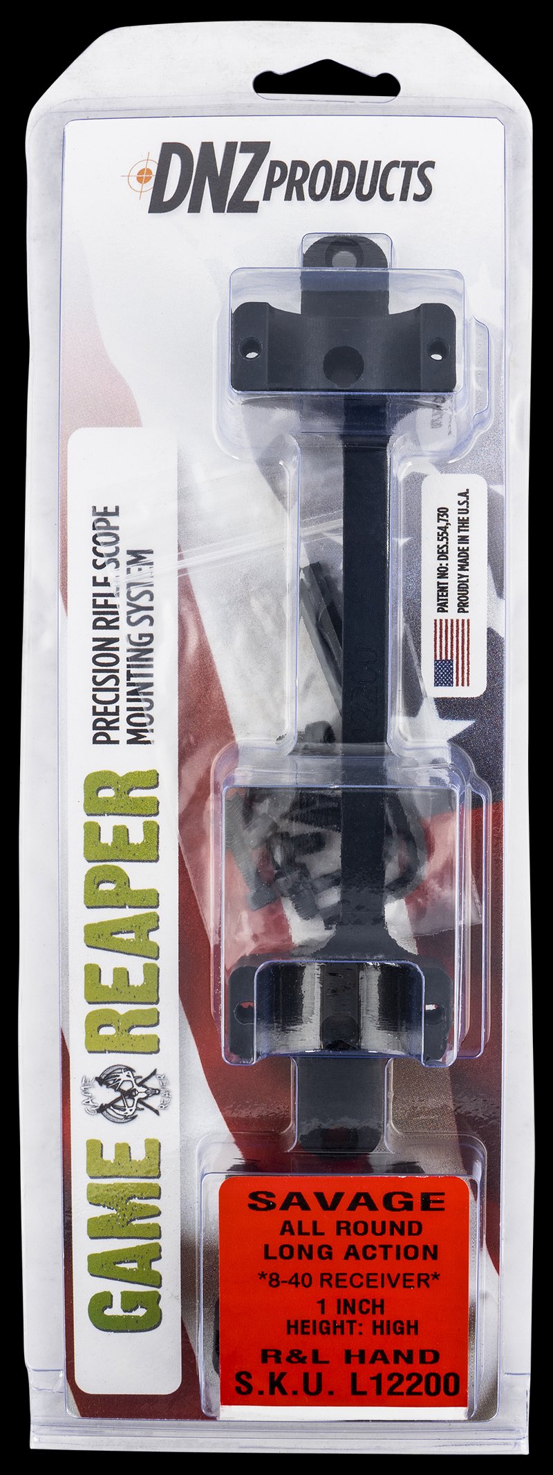 DNZ L12200 Game Reaper Savage Scope Mount Ring Combo Matte Black 1
