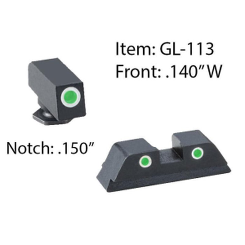 AmeriGlo Classic 3-Dot Night Sight Set Green Tritium for Glock
