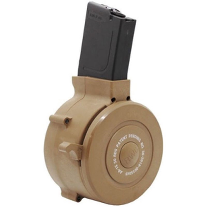 IVER JOHNSON AR15 .223/5.56 50rd Drug Mag Poly - Tan